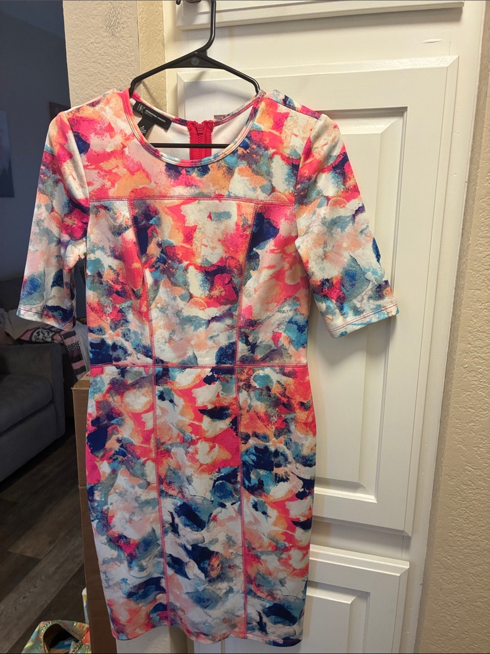 INC International Concepts multicolor watercolor floral print dress